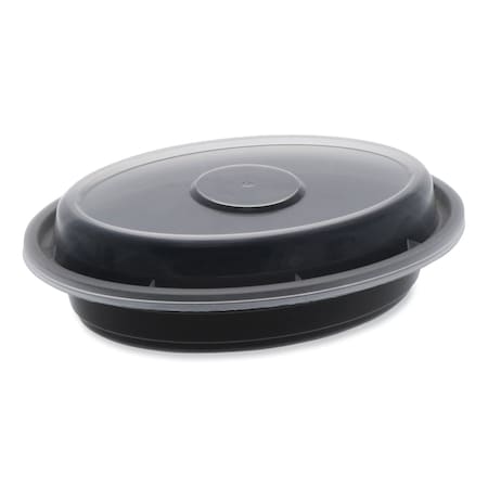 Pactiv Evergreen Newspring VERSAtainer Microwavable Containers, Oval, 6 oz, 5.7x4x1.1, Black/Clear, Plastic, 150PK OC06B